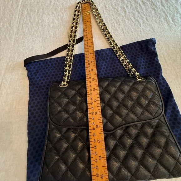 NWOT Rebecca Minkoff Large Black/Gold Leather Quilted Affair Bag Dust Bag $295